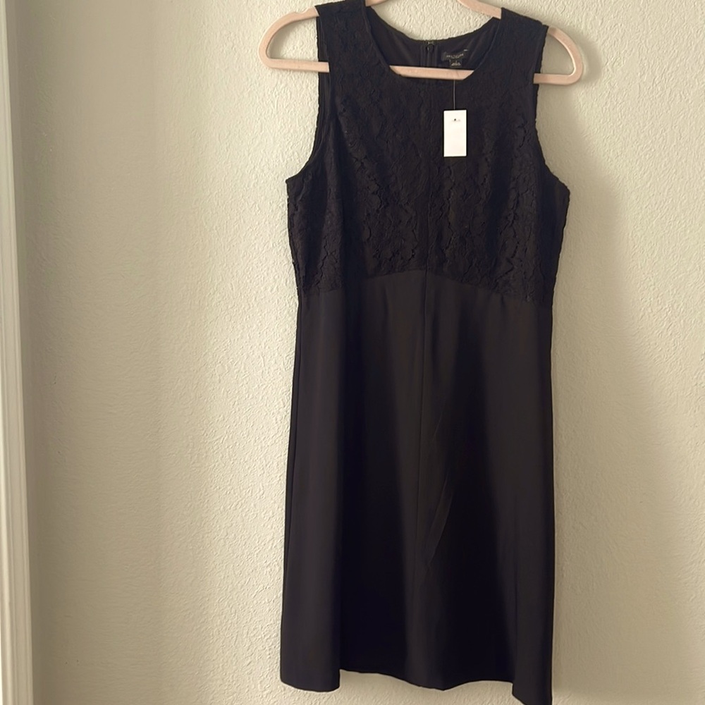 Ann Taylor sleeveless black dress, lacy top NWT